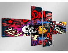 Cuadro retro comic 160x70 4 partes