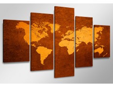 Cuadro Mapa Mundo 160x80 5 partes
