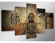 Cuadro Buda 160x80 5 partes