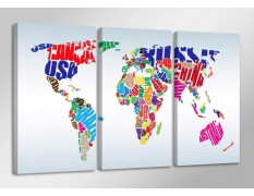 Cuadro Mapa Mundo 160x90 3 partes