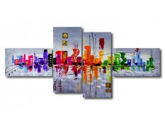 Cuadro abstracto New York 160x70cm  4 partes