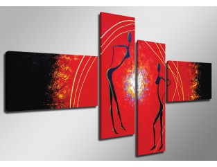 Cuadro Africa rojo 160x70 4 partes