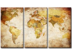 Cuadro Mapa Mundo 160x90 3 partes