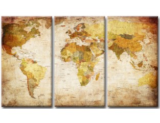 Cuadro Mapa Mundo 160x90 3 partes