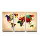 Cuadro Mapa Mundo 160x90 3 partes